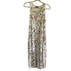 Frye White Floral Button Front Cottage Boho Midi Dress